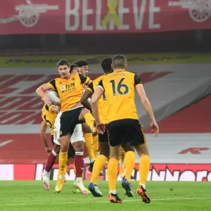 Gabriel Magalhaes Scores the Lone Goal: Arsenal vs. Wolverhampton Wanderers in Emirates Stadium (2020-21) Gabriel Magalhaes Scores the Lone Goal: Arsenal vs. Wolverhampton Wanderers in Emirates Stadium (2020-21)