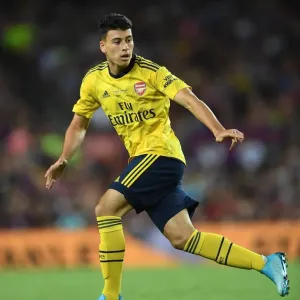 Gabriel Martinelli in Action: FC Barcelona vs. Arsenal, 2019 - Pre-Season Clash in Barcelona