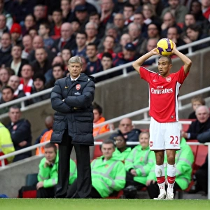Gael Clichy (Arsenal) and Arsene Wenger the Arsenal Manager