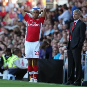 Gael Clichy (Arsenal) and Arsene Wenger the Arsenal Manager Gael Clichy (Arsenal) and Arsene Wenger the Arsenal Manager