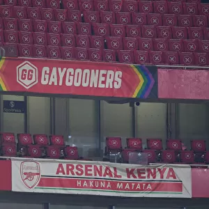 Gay Gooners Banner at Arsenal vs. Burnley: Premier League Match, London, 2020