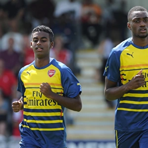 Gedion Zelalem and Semi Ajayi (Arsenal) warms up before the match. Boreham Wood 0: 2 Arsenal