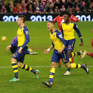Giroud, Gibbs, and Welbeck: Celebrating Arsenal's Winning Moment at Anfield (Liverpool v Arsenal 2014/15) Giroud, Gibbs, and Welbeck: Celebrating Arsenal's Winning Moment at Anfield (Liverpool v Arsenal 2014/15)
