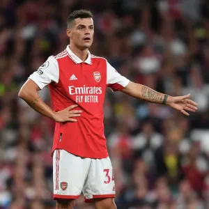 Granit Xhaka: In Action for Arsenal Against Aston Villa, Premier League 2022-23 Granit Xhaka: In Action for Arsenal Against Aston Villa, Premier League 2022-23