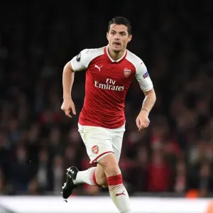 Granit Xhaka in Action for Arsenal against Atletico Madrid