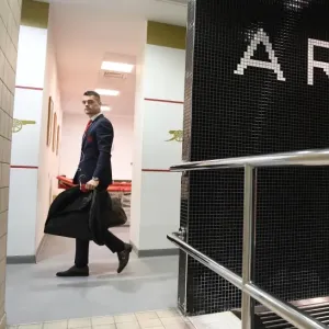 Granit Xhaka Arrives at Arsenal Changing Room Before Arsenal v Watford Match, 2018