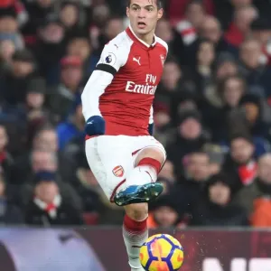 Granit Xhaka: Arsenal Midfielder in Action Against Crystal Palace, Premier League 2017-18 Granit Xhaka: Arsenal Midfielder in Action Against Crystal Palace, Premier League 2017-18