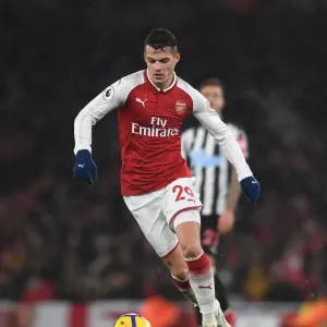 Granit Xhaka: Arsenal Midfielder in Action against Newcastle United, Premier League 2017-18