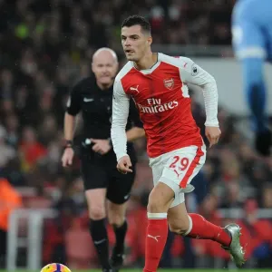 Granit Xhaka: Arsenal Midfielder in Action against Stoke City, Premier League 2016-17