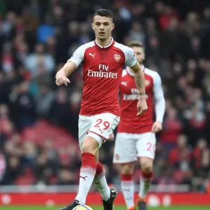 Granit Xhaka: Arsenal Midfielder in Action Against Watford, Premier League 2017-18
