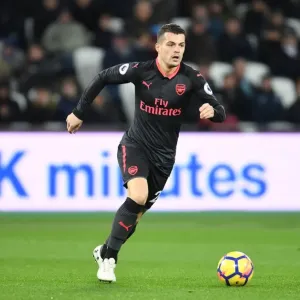 Granit Xhaka: Arsenal Midfielder in Action Against West Ham United, Premier League 2017-18
