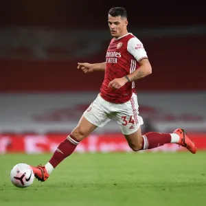 Granit Xhaka: Arsenal's Midfield Maestro in Action against West Ham United, Premier League 2020-21