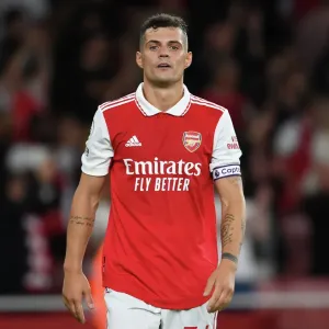 Granit Xhaka: Arsenal's Midfield Mastermind in Action against Aston Villa, Premier League 2022-23 Granit Xhaka: Arsenal's Midfield Mastermind in Action against Aston Villa, Premier League 2022-23