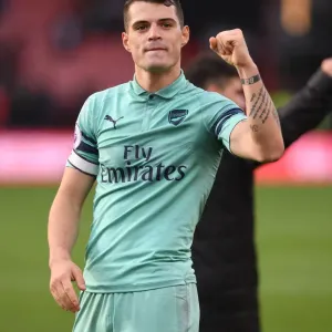 Granit Xhaka Celebrates Arsenal's Win Against AFC Bournemouth, 2018-19 Premier League Granit Xhaka Celebrates Arsenal's Win Against AFC Bournemouth, 2018-19 Premier League