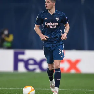 Granit Xhaka at Empty Estadio de la Ceramica: Arsenal's UEFA Europa League Semi-Final Showdown with Villarreal Amidst Coronavirus Restrictions