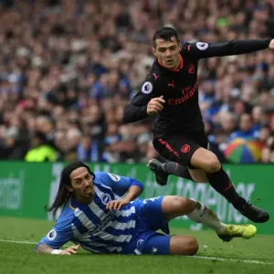Granit Xhaka Fouled by Ezequiel Schelotto: Brighton vs. Arsenal, Premier League 2018