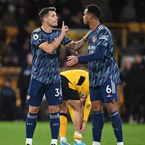 Granit Xhaka and Gabriel: Focused Determination at Molineux - Wolverhampton Wanderers vs Arsenal, Premier League 2021-22