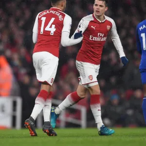 Granit Xhaka and Pierre-Emerick Aubameyang (Arsenal). Arsenal 5: 1 Everton. Premier League