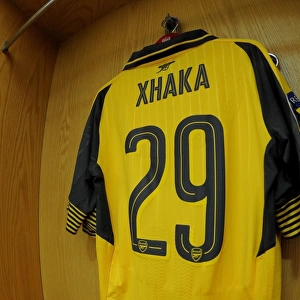 Granit Xhaka's Arsenal Shirt in Arsenal Changing Room Before Arsenal v FC Basel Match (2016-17)