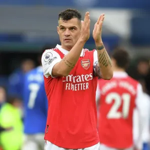 Granit Xhaka's Emotional Applause: Everton vs. Arsenal, Premier League 2022-23 - A Heartfelt Moment at Goodison Park
