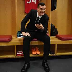 Granit Xhaka's Focus and Determination: Arsenal Changing Room Before Arsenal vs Crystal Palace (2019-20)
