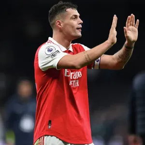 Granit Xhaka's Passionate Reaction: Arsenal vs. Tottenham Hotspur, Premier League 2022-23 Granit Xhaka's Passionate Reaction: Arsenal vs. Tottenham Hotspur, Premier League 2022-23