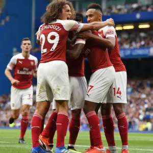 Guendouzi and Aubameyang Celebrate Arsenal's Goals Against Chelsea (2018-19)