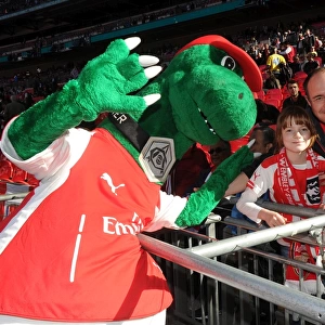Gunner meets the fans before the match. Arsenal 2: 1 Reading. FA Cup Semi Final. Wembley Stadium
