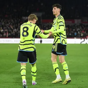 Havertz and Odegaard Celebrate Arsenal's Goal: Brentford vs Arsenal, Premier League 2023-24
