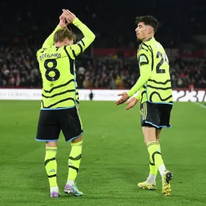 Havertz and Odegaard in Ecstatic Unison: Arsenal's Thrilling Goal Celebration vs Brentford, Premier League 2023-24