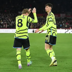 Havertz and Odegaard in Euphoric Sync: Arsenal's Thrilling Goal vs Brentford, 2023-24 Premier League