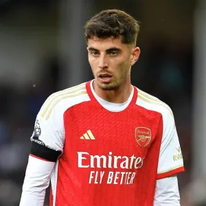 Havertz in Thought: A Pensive Moment at Goodison Park during Everton vs. Arsenal, Premier League 2023-24