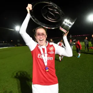 Heather O'Reilly Celebrates with Continental Cup after Arsenal Women's Victory over Manchester City Ladies