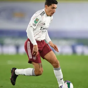 Hector Bellerin of Arsenal in Action at Leicester City vs Arsenal Carabao Cup Match
