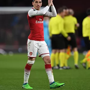 Hector Bellerin Celebrates with Arsenal Fans after Europa League Quarterfinal Win over CSKA Moscow