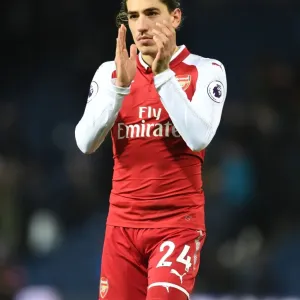 Hector Bellerin Celebrates with Arsenal Fans: West Bromwich Victory (2017-18)
