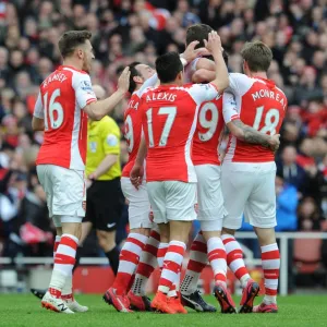 Hector Bellerin celebrates scoring Arsenals 1st goal with his team mates. Arsenal 4