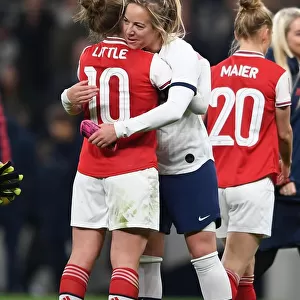 Hug it Out: Kim Little and Gemma Davison Embrace After Intense Tottenham Hotspur vs. Arsenal FA Womens Super League Match