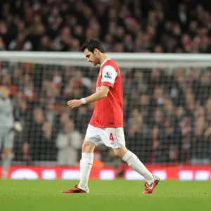 Injured Arsenal captain Cesc Fabregas leaves the field. Arsenal 1: 0 Stoke City