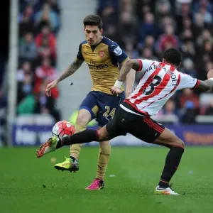 Intense Battle: Hector Bellerin vs. Patrick van Aanholt at Sunderland's Stadium of Light (Arsenal vs. Sunderland, Premier League 2015-16)