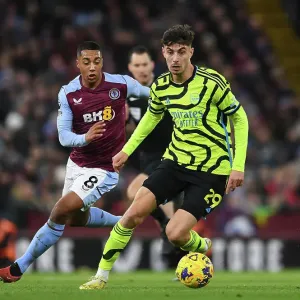 Intense Battle: Kai Havertz vs. Youri Tielemans at Aston Villa vs. Arsenal FC (Premier League 2023-24) Intense Battle: Kai Havertz vs. Youri Tielemans at Aston Villa vs. Arsenal FC (Premier League 2023-24)