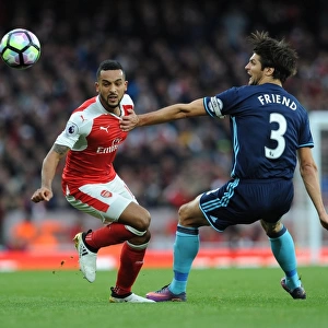 Intense Battle: Lucas Perez vs George Friend - Arsenal vs Middlesbrough Football Rivalry
