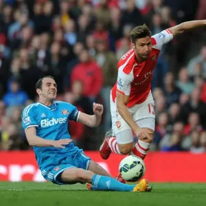 Intense Battle: Olivier Giroud vs. John O'Shea - Arsenal vs. Sunderland, Premier League Clash (2015) Intense Battle: Olivier Giroud vs. John O'Shea - Arsenal vs. Sunderland, Premier League Clash (2015)