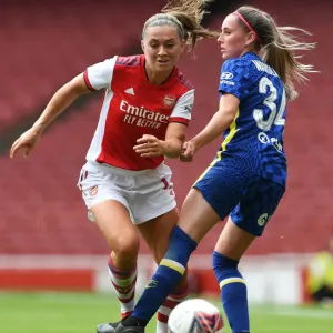 Intense Pre-Season Clash: Arsenal Women vs. Chelsea Women - McCabe Fouls Wardlaw at Emirates Stadium