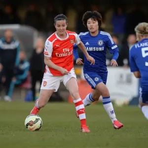 Intense Rivalry: Chelsea Ladies vs. Arsenal Ladies in WSL Action - Natalia Pablos Sanchon vs. Ji So Yun