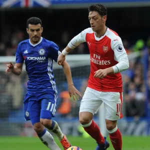 Intense Rivalry: Ozil vs Pedro - A Football Battle at Stamford Bridge, Premier League 2016-17