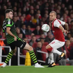 Jack Wilshere (Arsenal) Ben Whiteman (Doncaster). Arsenal 1: 0 Doncaster. The Carabao Cup Jack Wilshere (Arsenal) Ben Whiteman (Doncaster). Arsenal 1: 0 Doncaster. The Carabao Cup