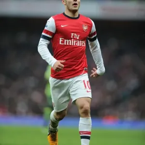 Jack Wilshere: Arsenal Midfielder in Action against Aston Villa, Premier League 2012-13