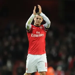 Jack Wilshere Celebrates with Arsenal Fans after Arsenal v West Bromwich Albion Match, 2012-13