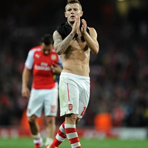 Jack Wilshere Celebrates with Arsenal Fans after UEFA Champions League Victory over Besiktas